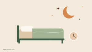 Bed met kussen onder een maan en sterren